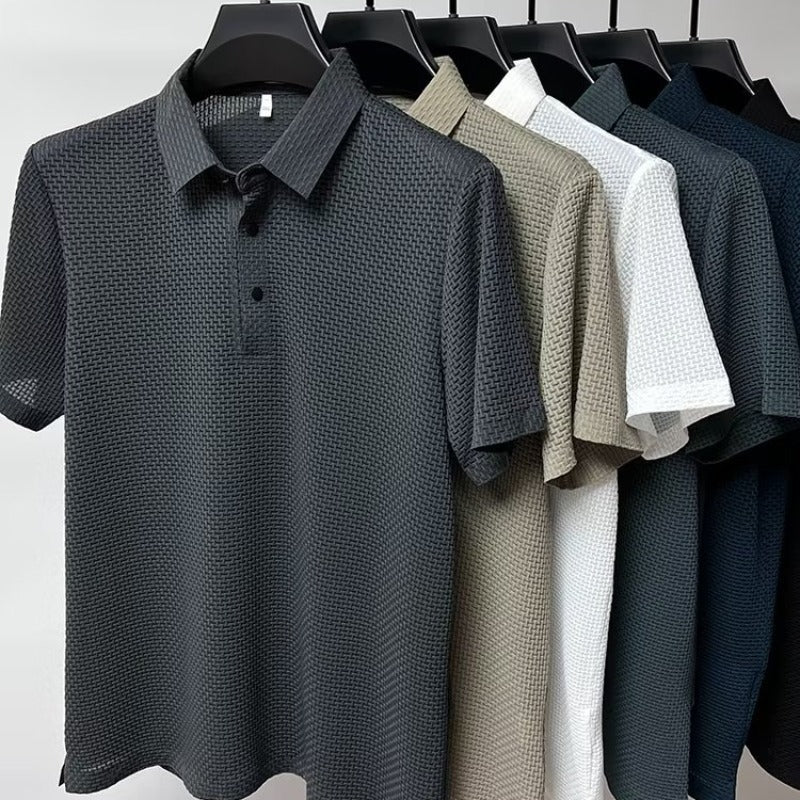 Camiseta Polo Casual de Verano para Hombre en Color Sólido
